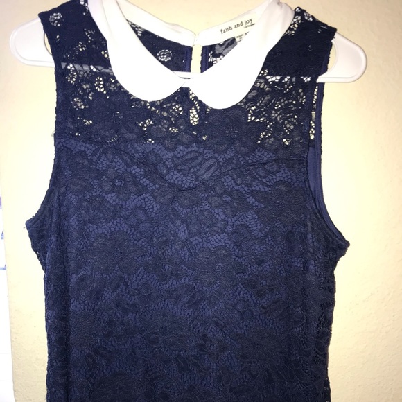 2/$25 FAITH AND JOY Navy Blue Sleeveless Button-Up - Picture 1 of 2